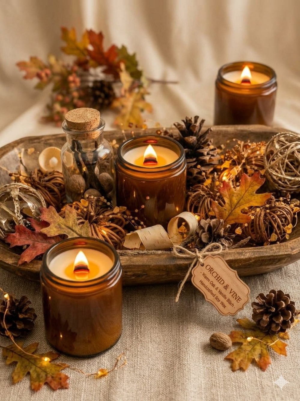 Orchid & Vine Soy Wax Candle Handmade Clean Living Warm Oak & Vanilla Birch